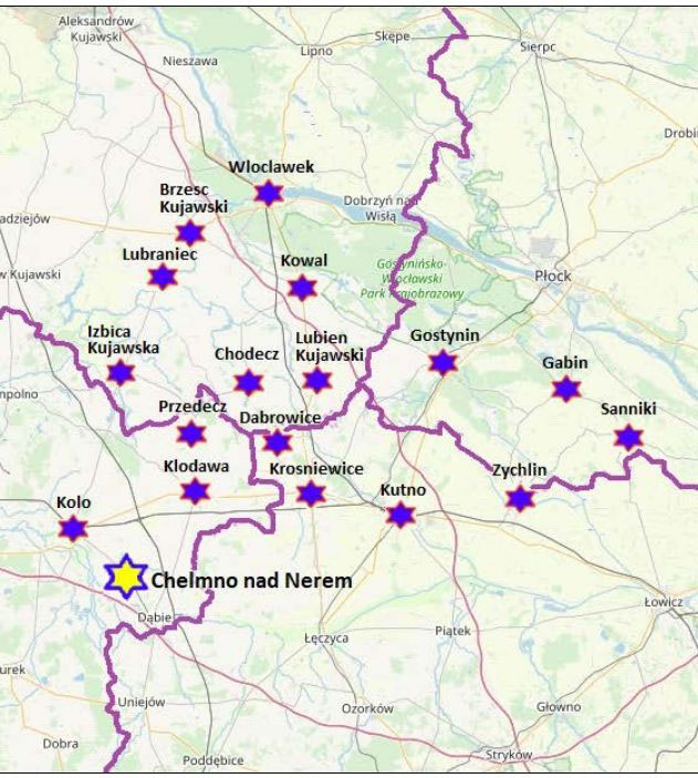 Map of central Poland